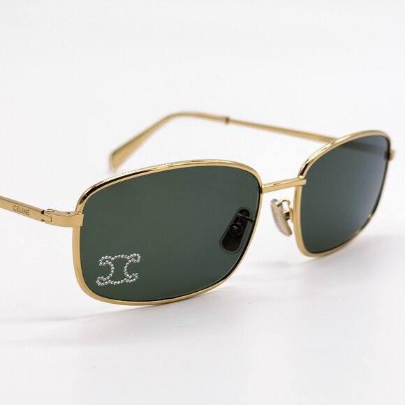 NEW CL40285U 30N CELINE SUNGLASSES SQUARE GOLD GREEN EYEWEAR CELINE main image 4